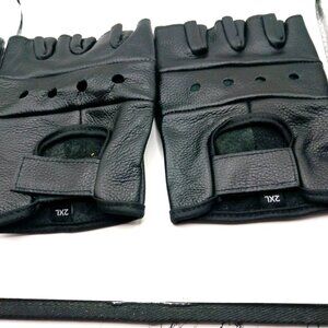 Black Leather Fingerless Gloves New With Tags